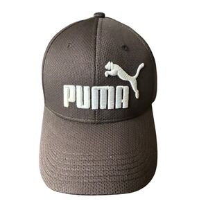 Puma Men's Black Mesh Baseball Cap Embroidered Logo Size LG XL‎